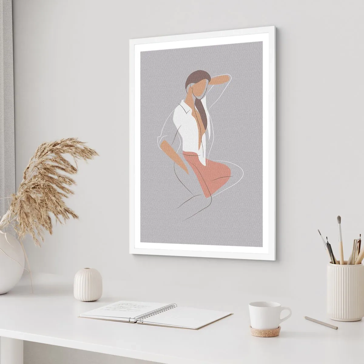 Poster în ramă albă - Schiță de farmec - 70x100 cm