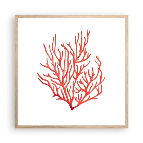 Poster în ramă de stejar deschis - Coral filigranat - 60x60 cm