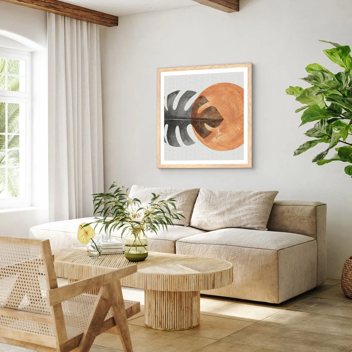 Poster în ramă de stejar deschis - Doar soarele - 40x40 cm