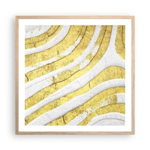 Poster în ramă de stejar deschis - Compoziția în alb și auriu - 60x60 cm