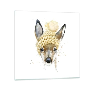 Tablou pe sticlă - Pentru iarnă într-o pădure înzăpezită - 30x30 cm