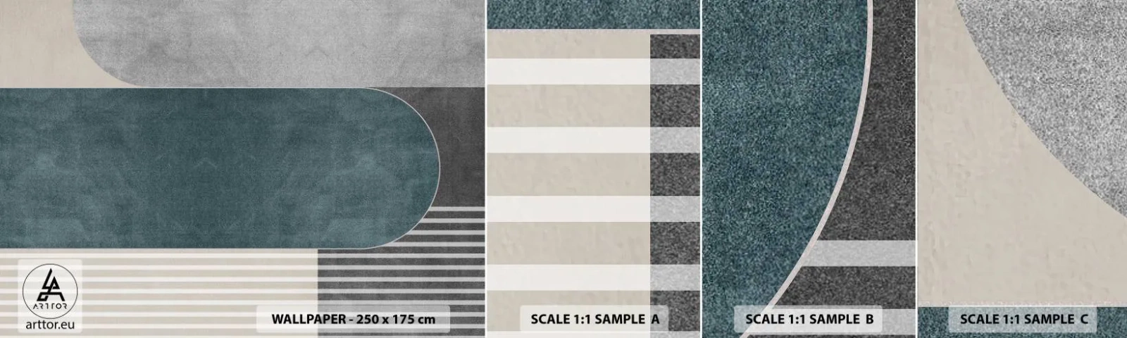 Mostră de Tapet Standard Eco - Compoziție de nivel - Minimalism, Forme, Pastel - 100x30 cm