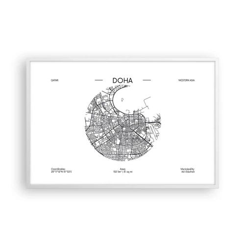 Poster în ramă albă - Anatomia orașului Doha - 91x61 cm