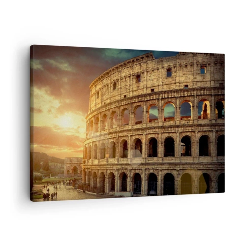 Tablou pe pânză Canvas - Colosseumul din Roma la apus - 70x50cm - Impresie colosală - Decorațiune modernă pentru perete pentru living și dormitor ARTTOR