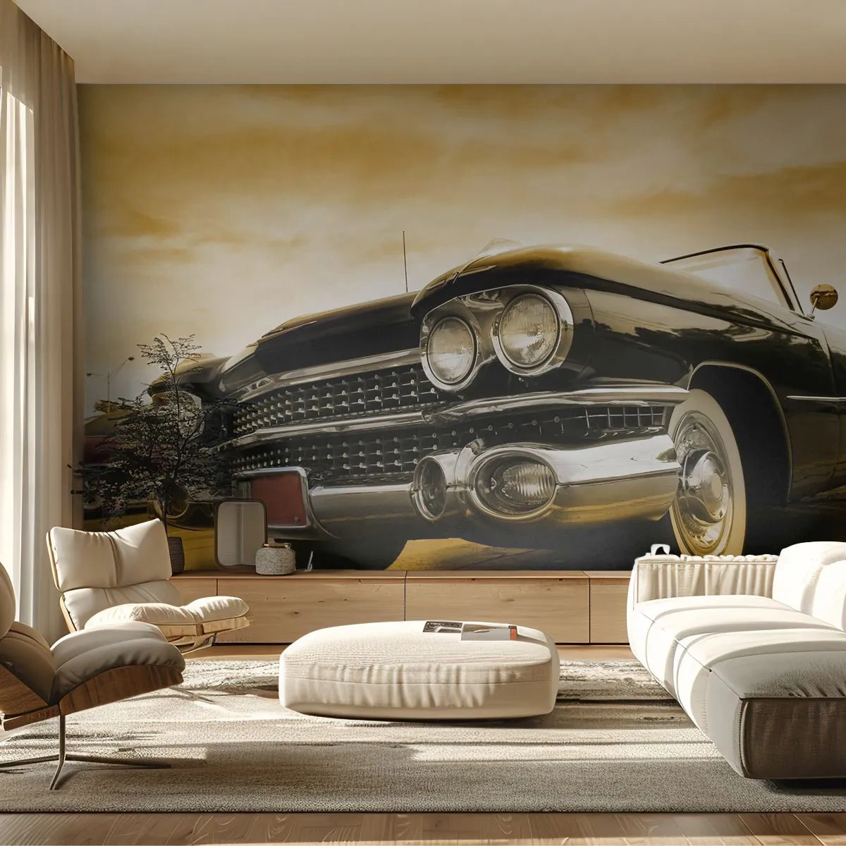 Tapet Premium Sand - Clasicul nu se demodează niciodată - Mașină, Automobile, Retro - 100x70 cm