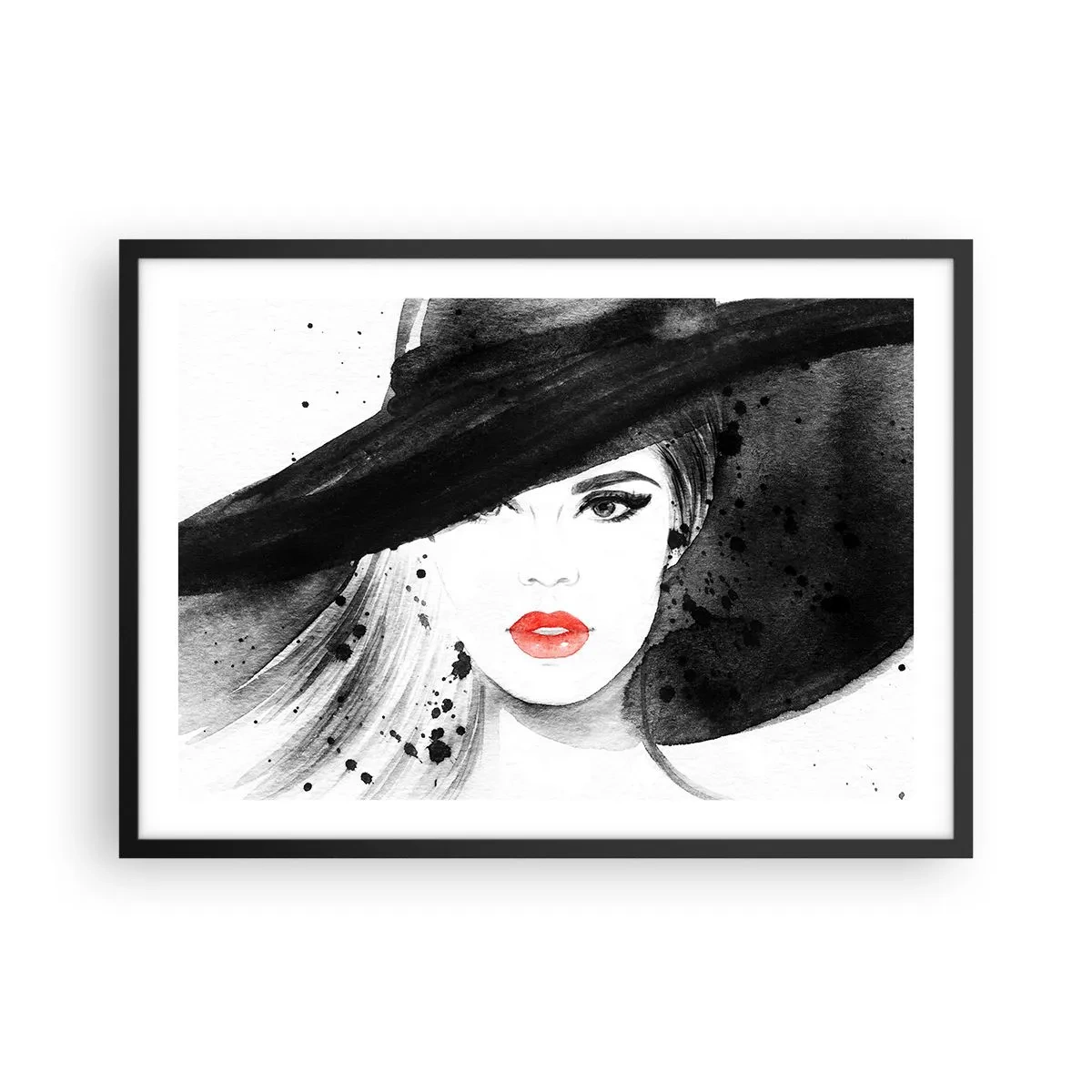 Poster în ramă neagră - Doamna în negru - 70x50 cm
