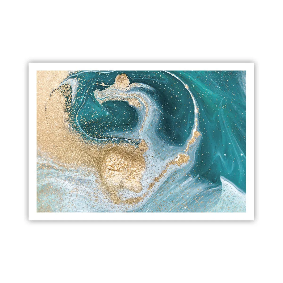 Poster - Vârtej de aur și turcoaz - 100x70 cm
