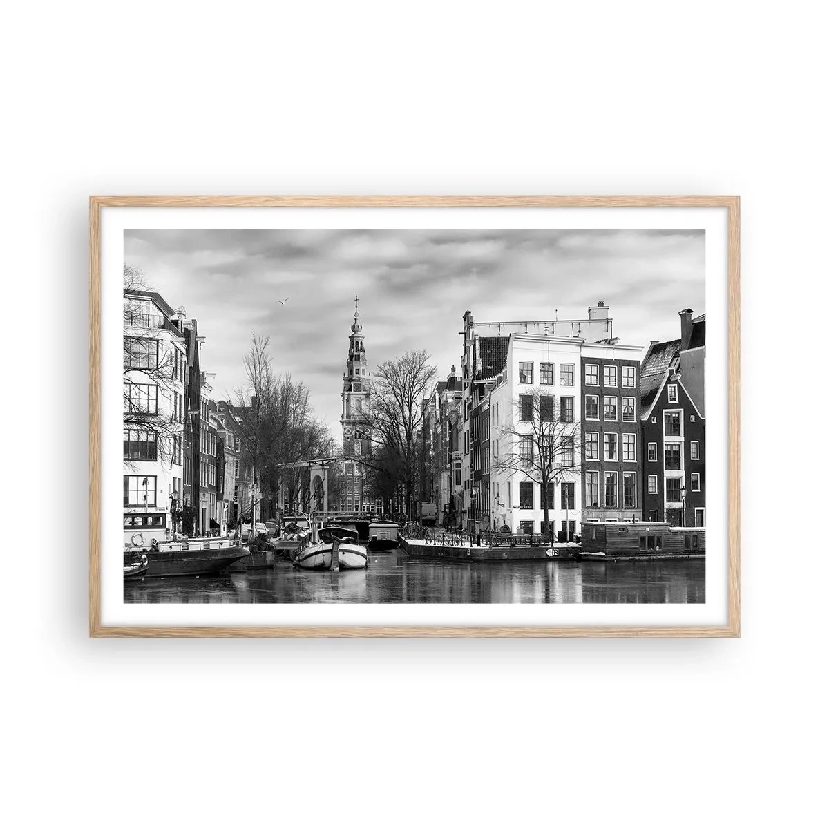 Poster în ramă de stejar deschis - Amsterdam vibes - 91x61 cm