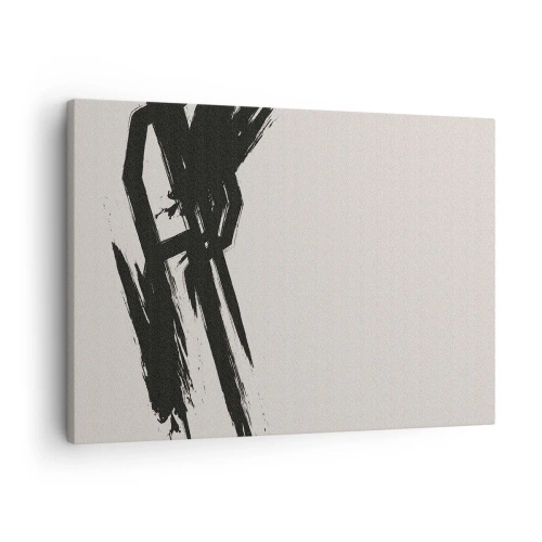 Tablou pe pânză Canvas - Pensule dinamice în negru pe un fundal deschis - 70x50cm - Un impuls de neoprit - Decorațiune modernă pentru perete pentru living și dormitor ARTTOR