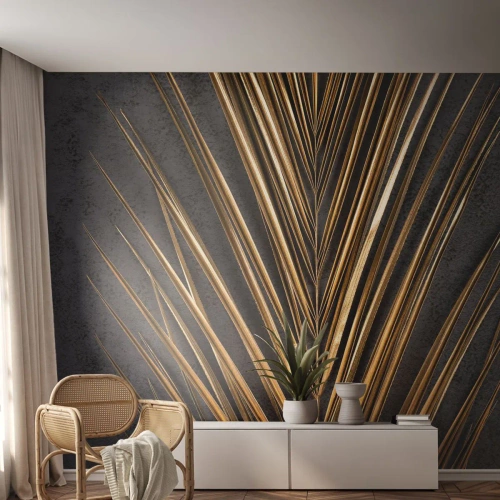 Tapet Autoadeziv Deluxe Sticker - Aur tropical - Frunza de palmier, Bucată, Abstracția - 350x256 cm