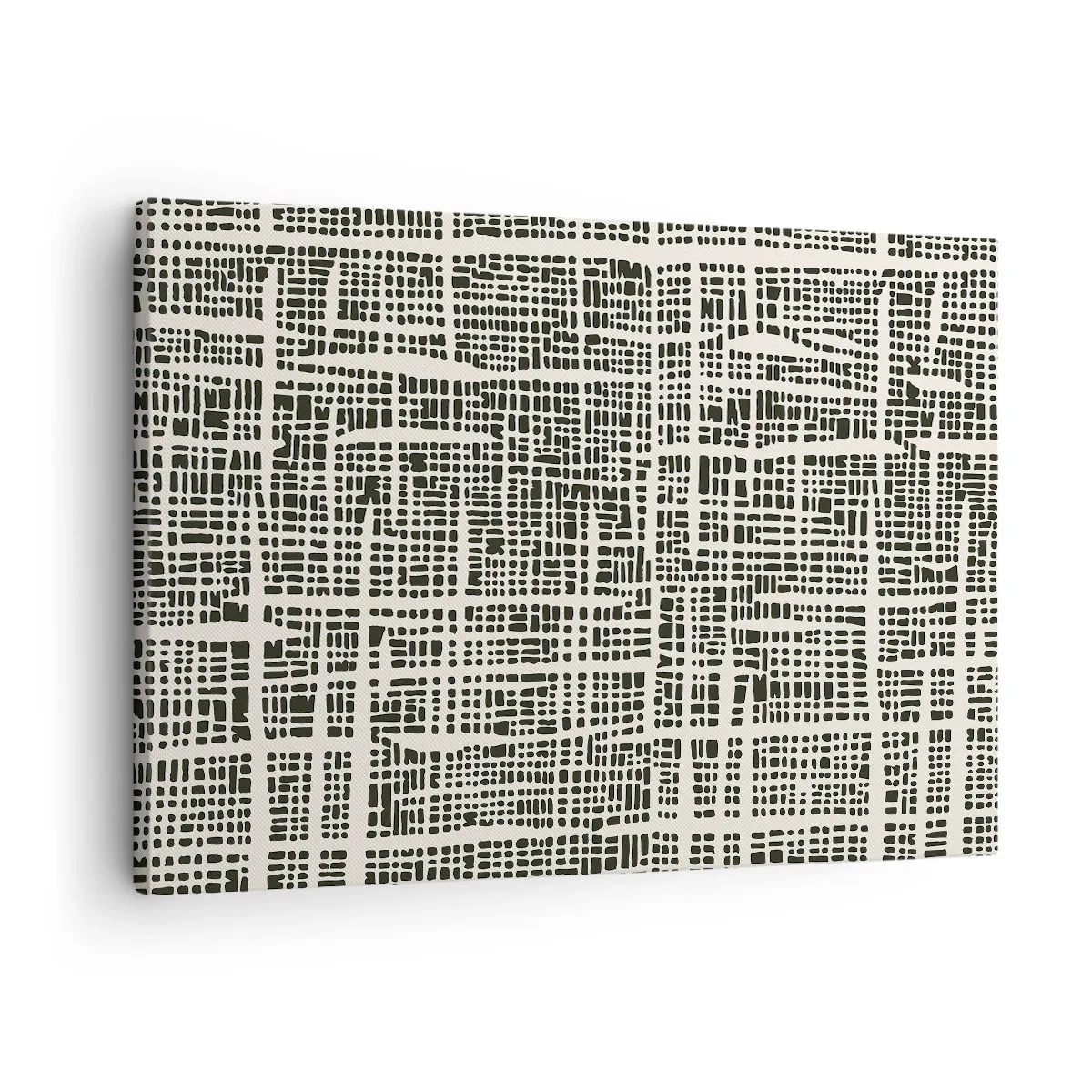 Tablou pe pânză Canvas - Un model geometric asemănător unei grile pe un fundal deschis - 70x50cm - O compoziție țesută - Decorațiune modernă pentru perete pentru living și dormitor ARTTOR