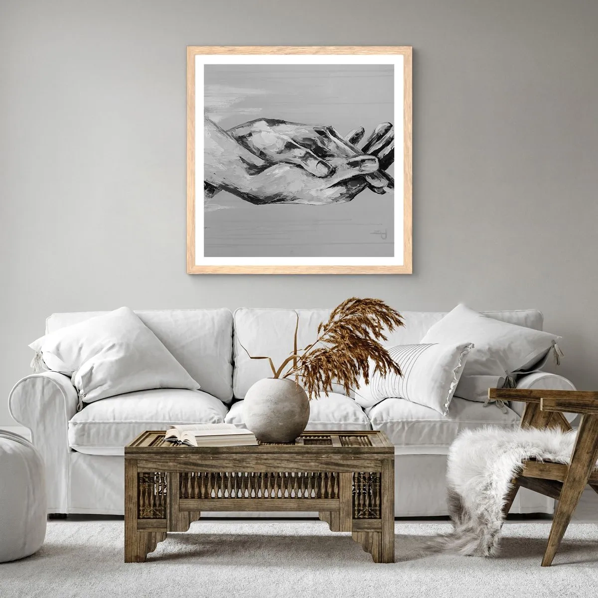 Poster în ramă de stejar deschis - Începutul... - 40x40 cm