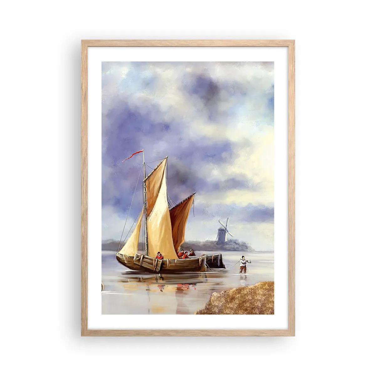 Poster în ramă de stejar deschis - Întoarcerea marinarilor - 50x70 cm