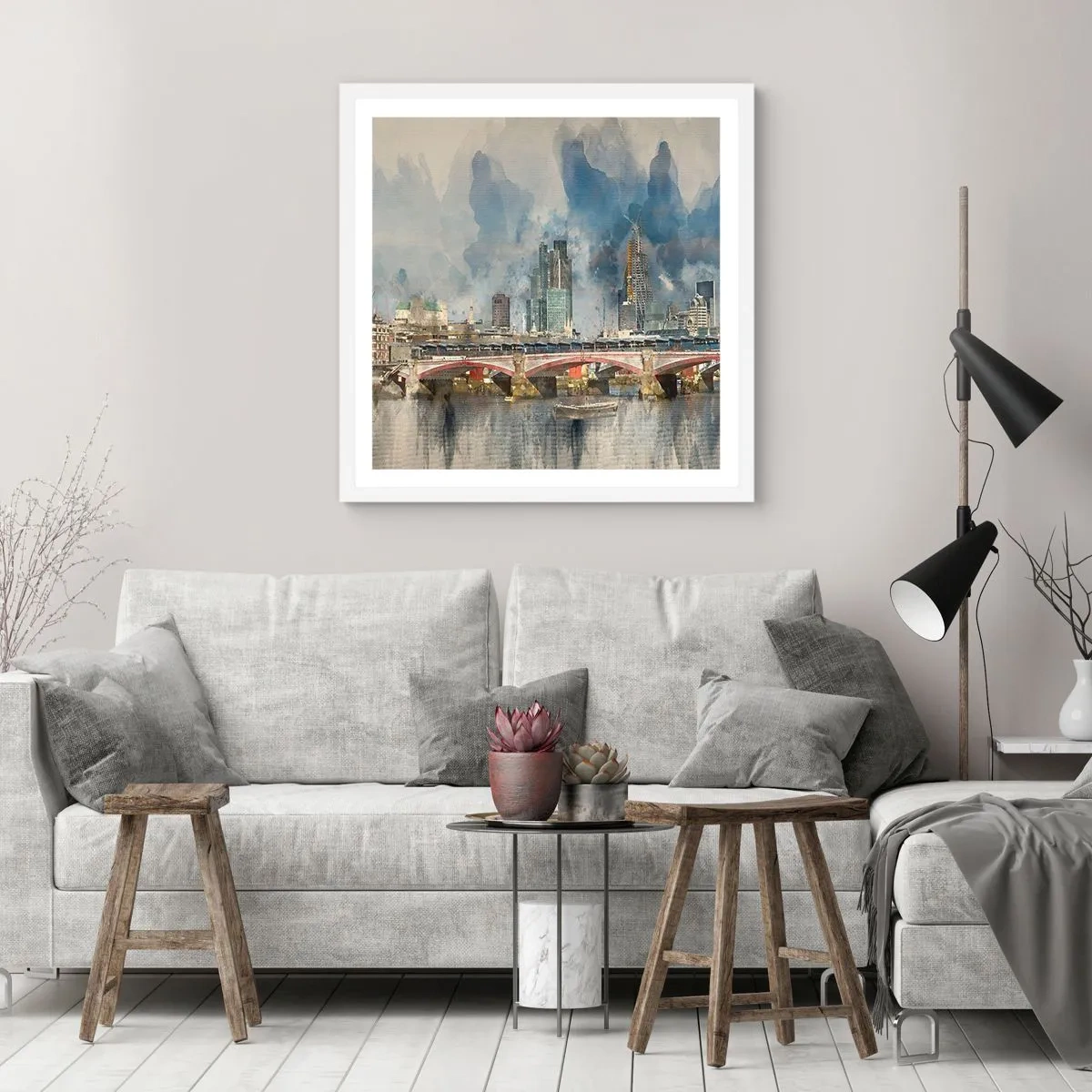 Poster în ramă albă - Londra în toată splendoarea ei - 30x30 cm