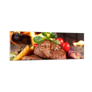 Tablou pe sticlă - Înconjurată de ardoare - 90x30 cm