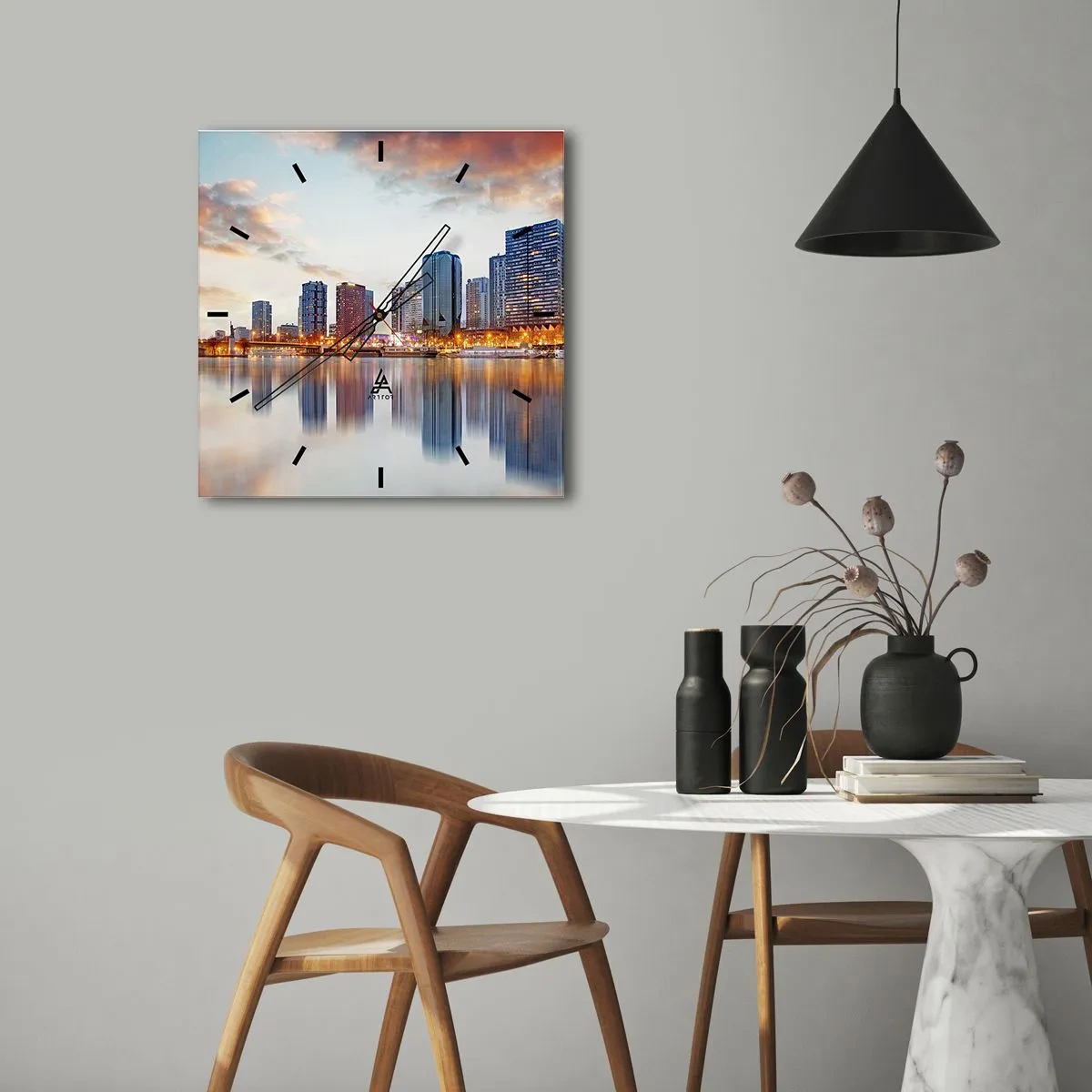 Ceas de perete - Ceas pe sticlă - Calmul monumental al Parisului - 30x30 cm