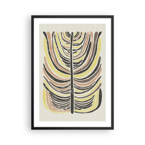 Poster în ramă neagră - Frunză abstractă în tonuri de pământ - 50x70cm - Abstracția plină de viață - Decorațiune modernă pentru perete pentru living și dormitor ARTTOR