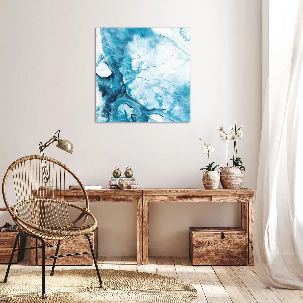 Tablou pe pânză - Concert de nuanțe de albastru - 50x50 cm