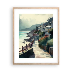 Poster în ramă de stejar deschis - Orășel mediteraneean - 40x50 cm