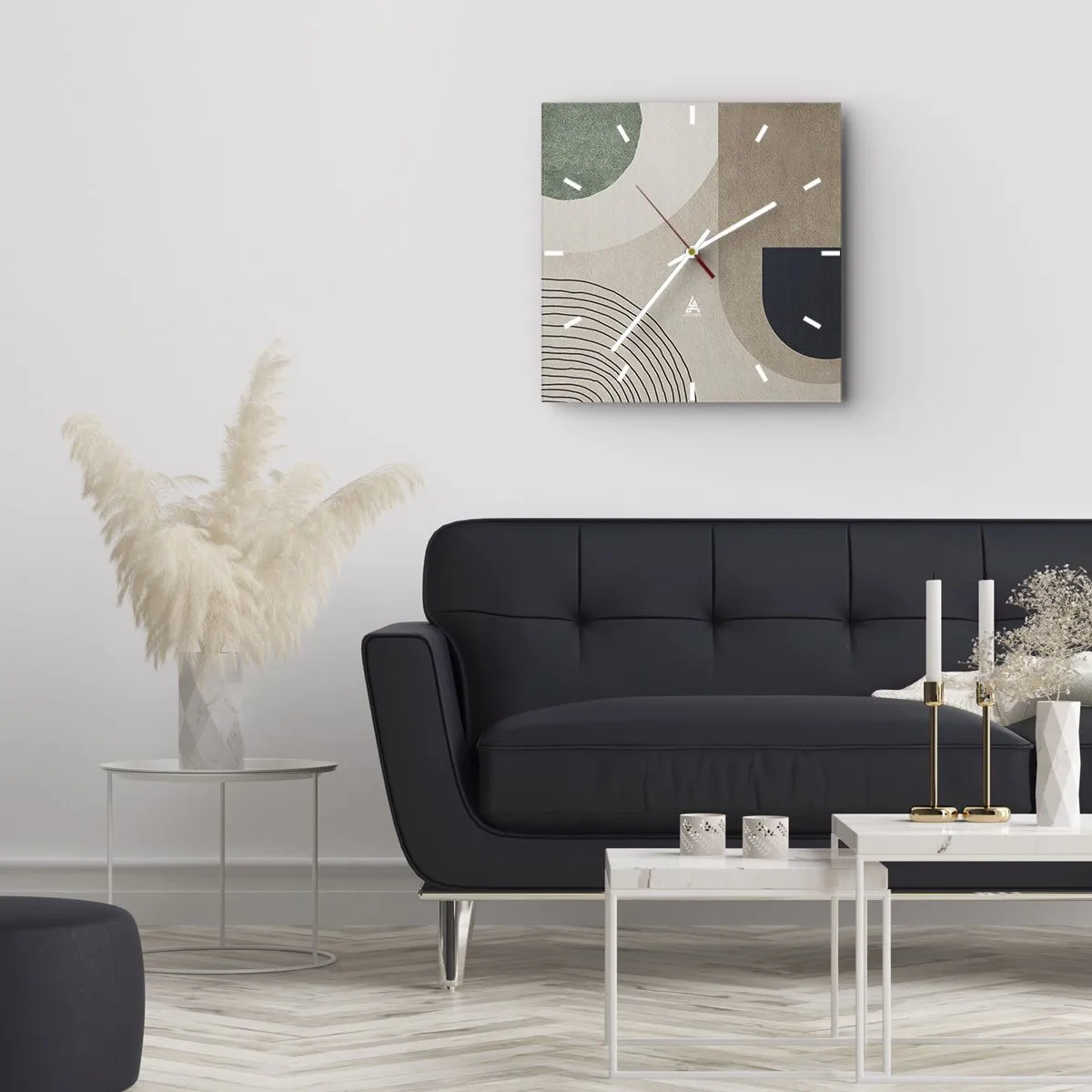 Ceas de perete - Ceas pe sticlă - Blândețea ovalului - 30x30 cm