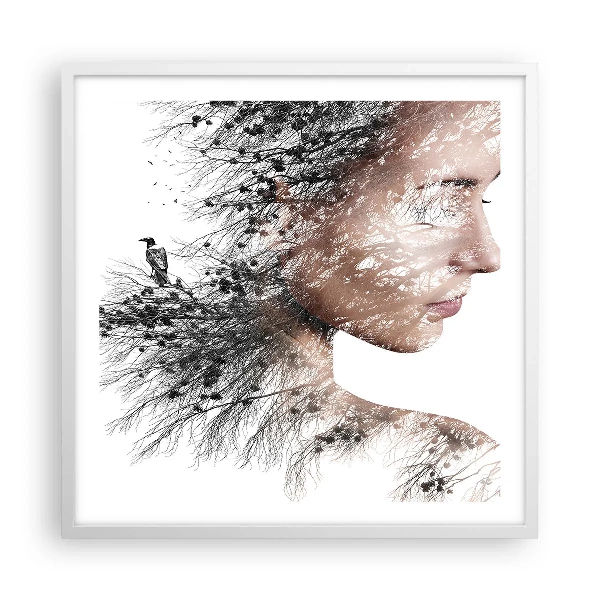 Poster în ramă albă - Spiritul pădurii - 60x60 cm