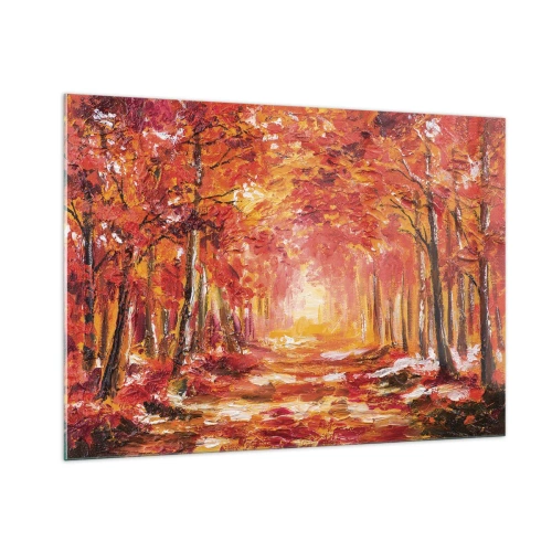 Tablou pe sticlă - Pădurea de cupru - 100x70 cm
