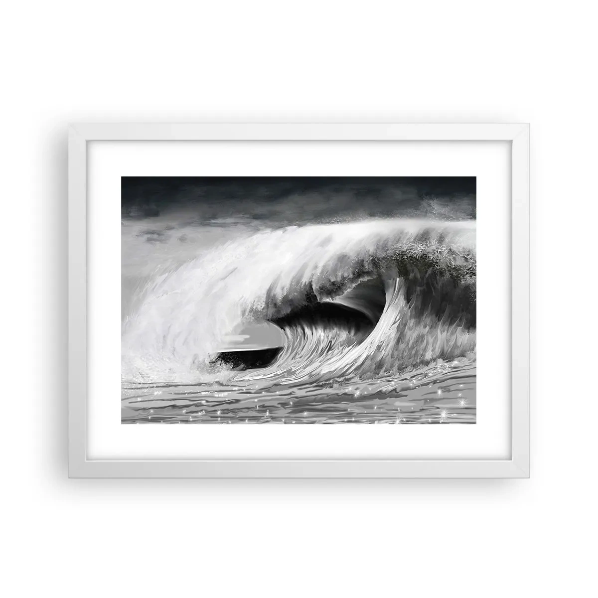 Poster în ramă albă - Mânia oceanului - 40x30 cm