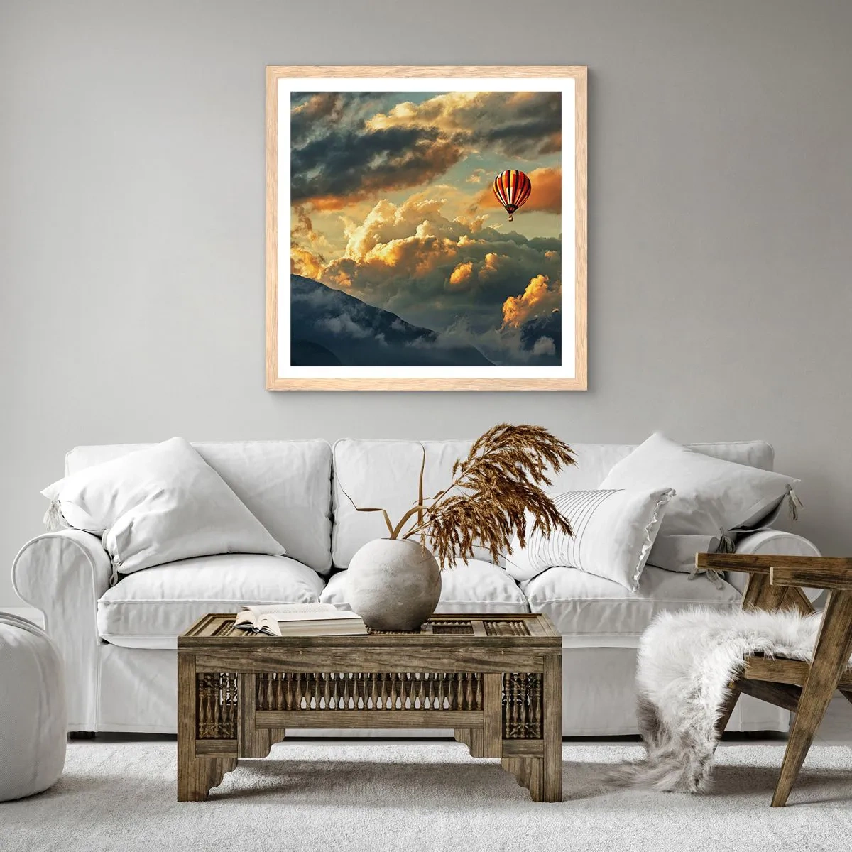 Poster în ramă de stejar deschis - Zbor pentru că vreau - 60x60 cm