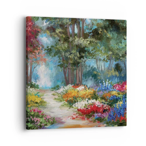 Tablou pe pânză - Grădină de pădure, pădure de flori - 40x40 cm