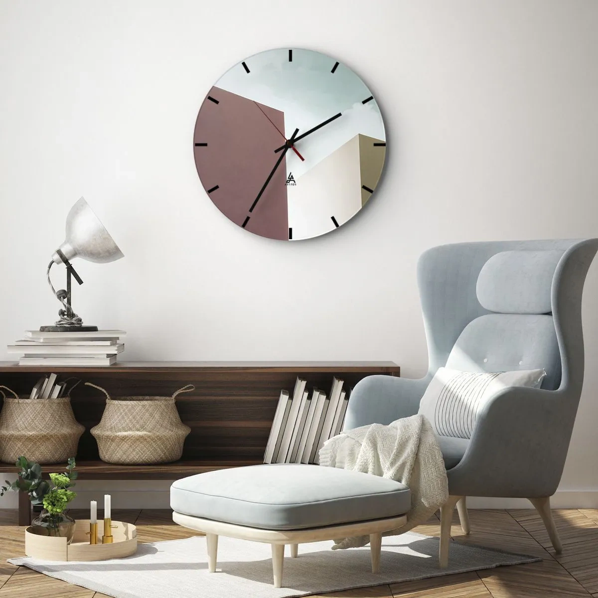 Ceas de perete - Ceas pe sticlă - Geometria unei veri însorite - 30x30 cm