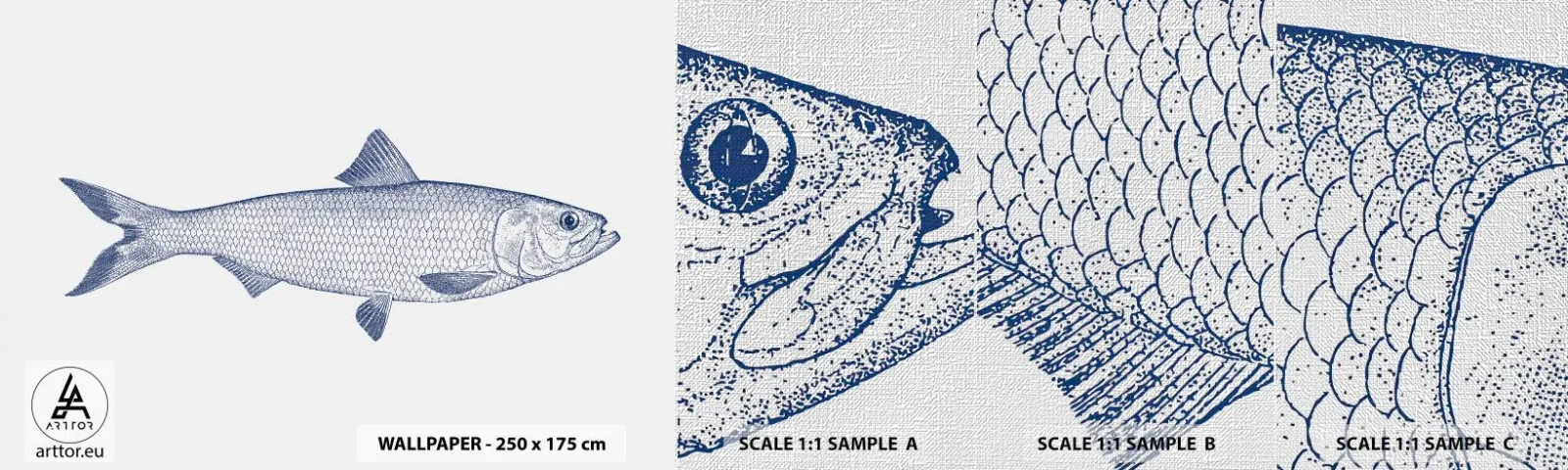 Mostră tapet Premium Canvas - Salutări din mările nordice - Peşte, Animal de mare, Stil de litoral - 100x30 cm