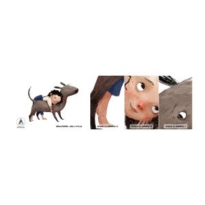 Mostră tapet autocolant Deluxe Sticker - Cei mai buni prieteni - Pentru copii, Câine, Fată - 100x30 cm