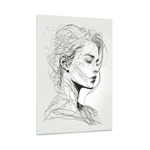 Tablou pe sticlă - Desenată cu linii - 50x70 cm