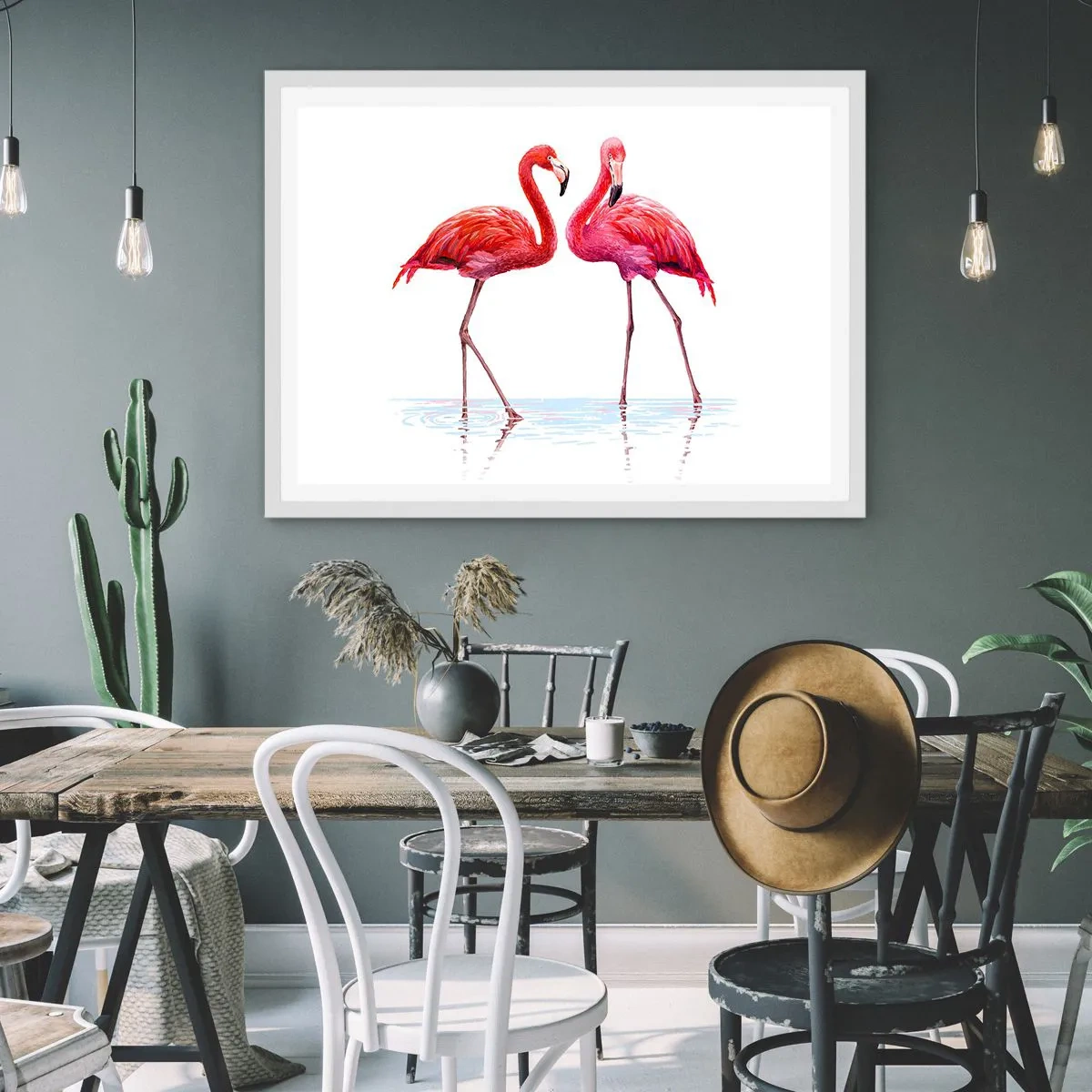 Poster în ramă albă - Pink randez-vous - 91x61 cm