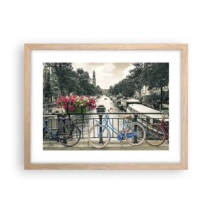 Poster în ramă de stejar deschis - Culorile unui canal din Amsterdam - 40x30 cm