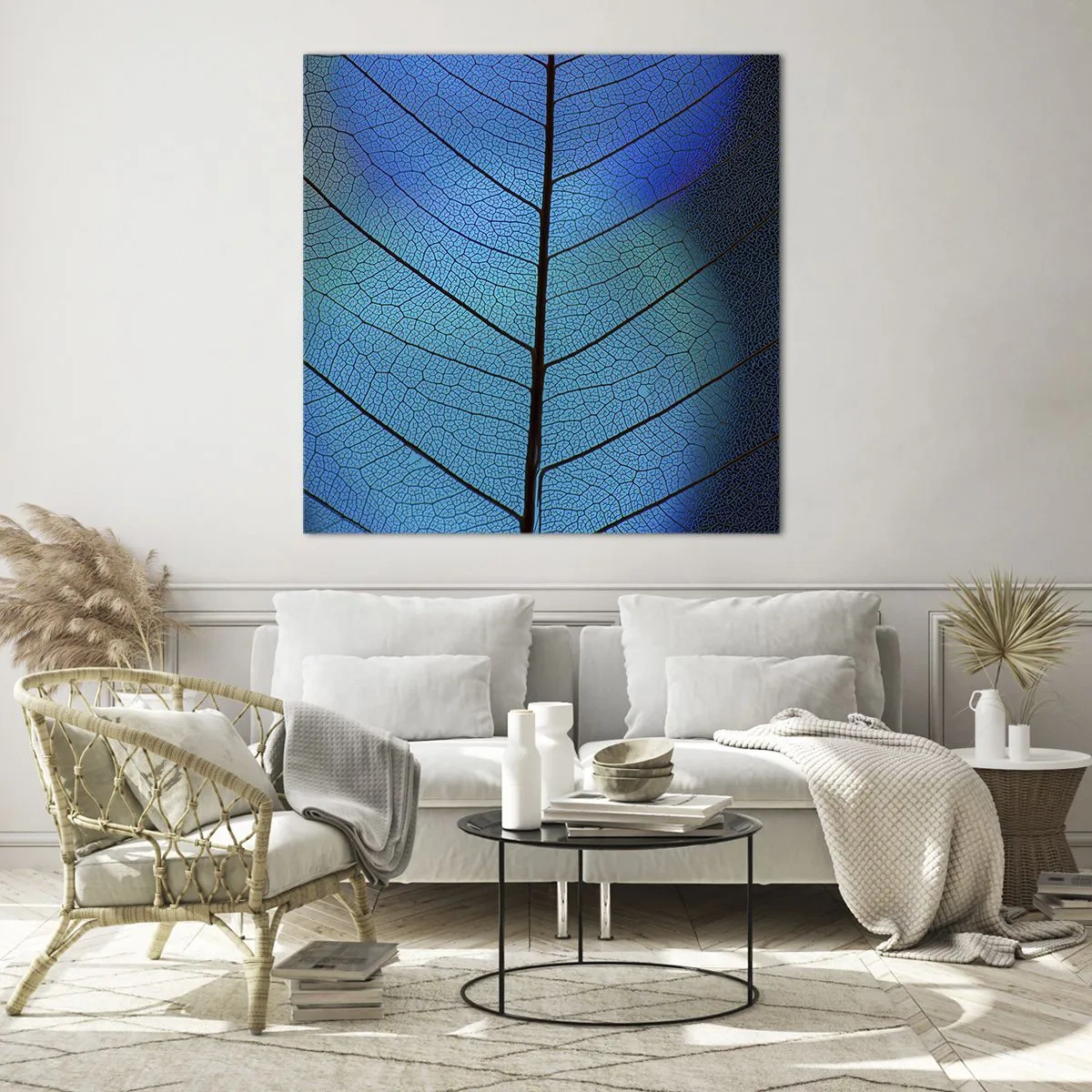 Tablou pe sticlă - Construcție de finețe - 70x70 cm