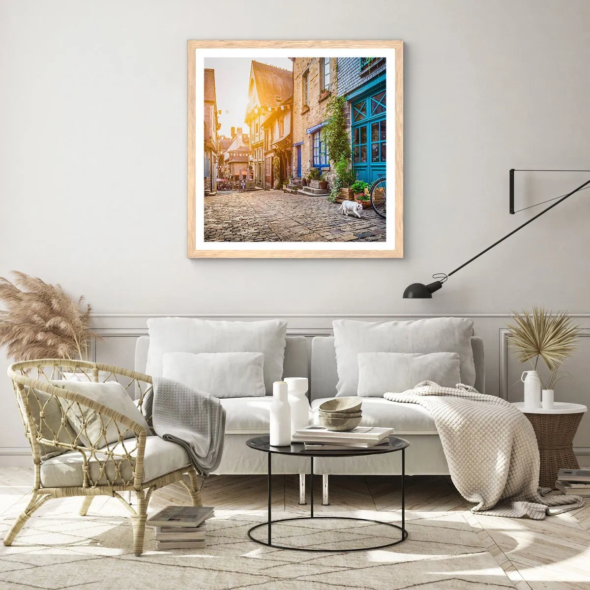 Poster în ramă de stejar deschis - Fantoma albă a orașului - 50x50 cm