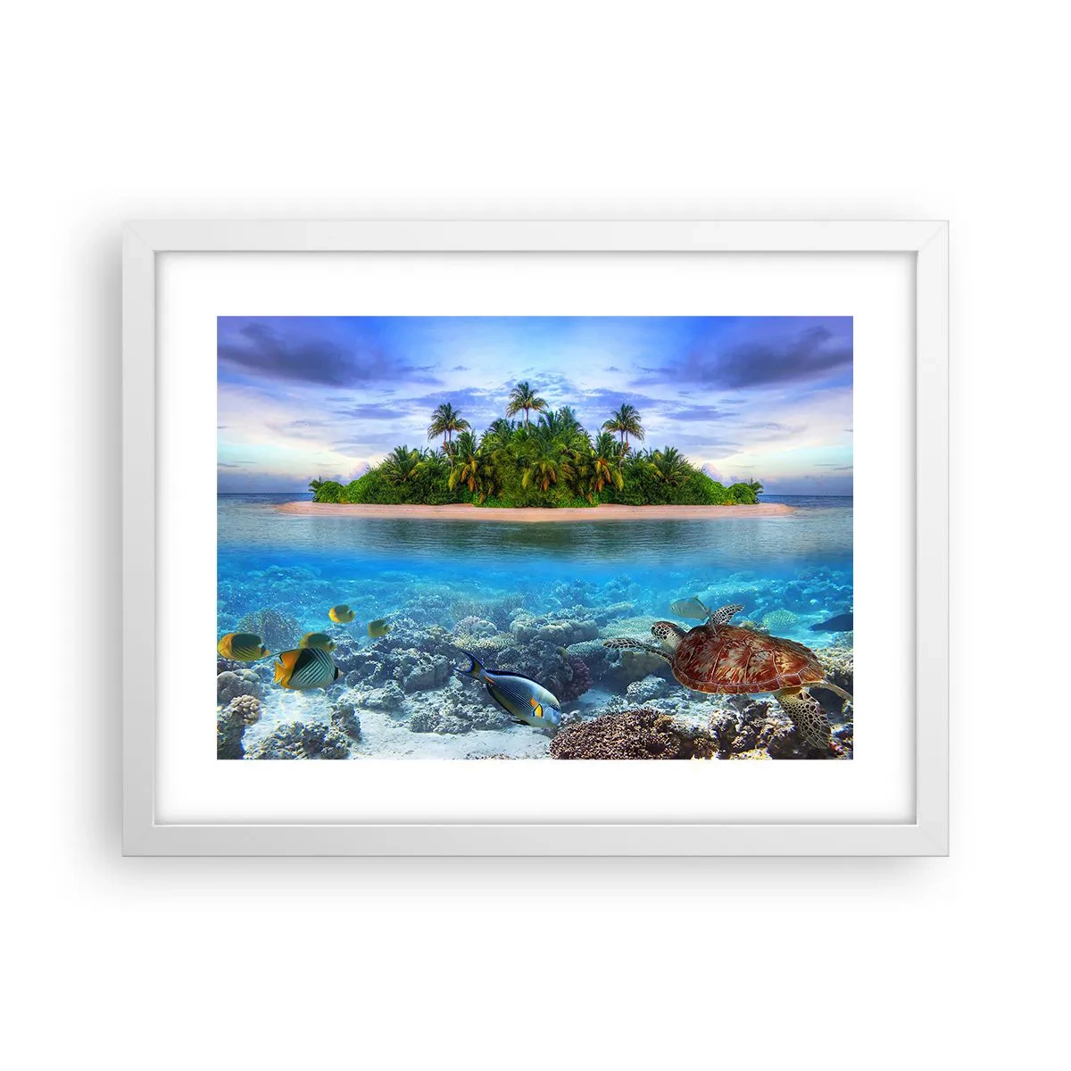 Poster în ramă albă - Insula paradisiacă vă invită - 40x30 cm