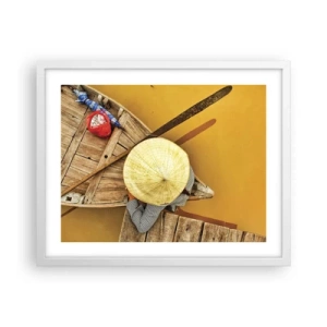 Poster în ramă albă - Viața pe râul galben - 50x40 cm