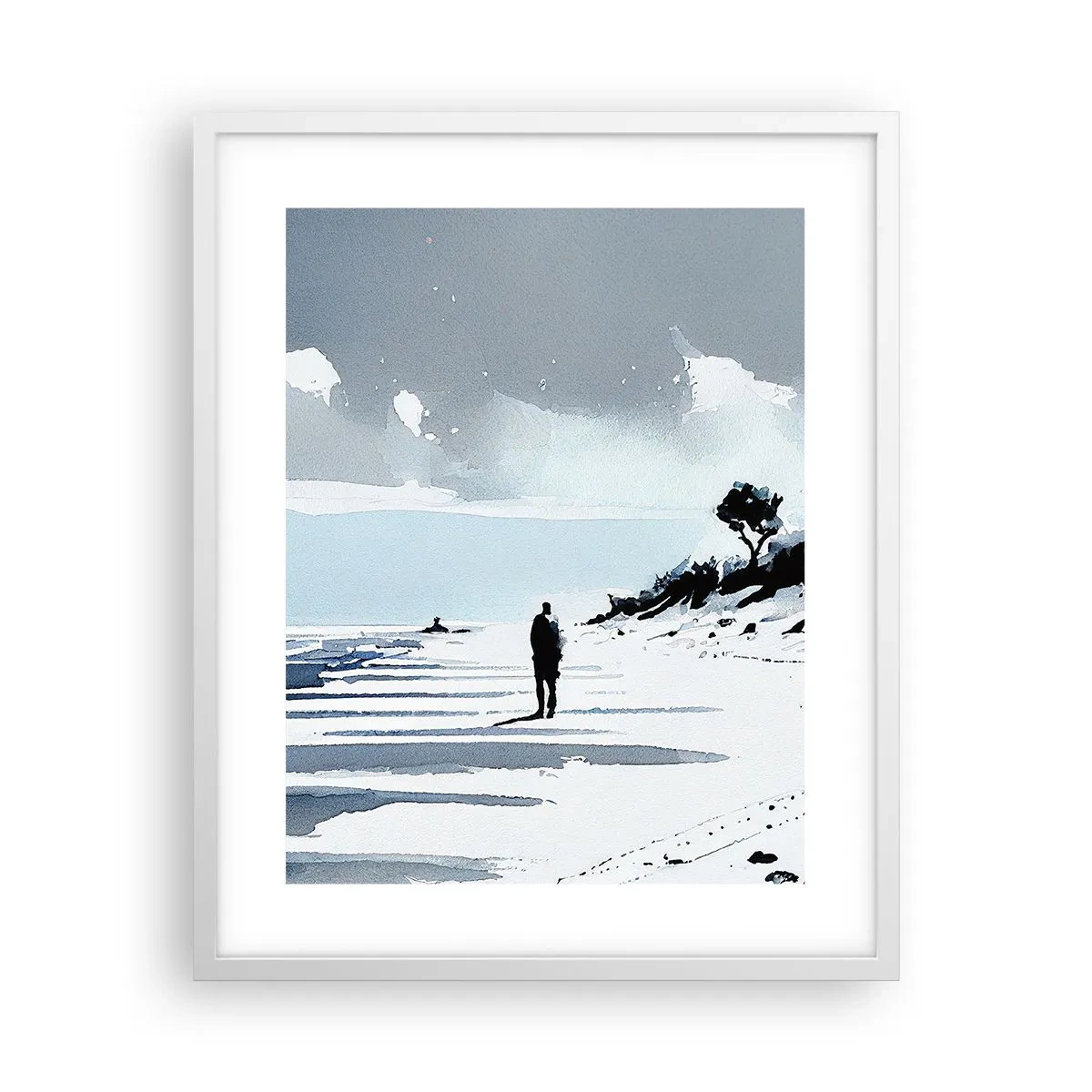 Poster în ramă albă - Singuratic - 40x50 cm