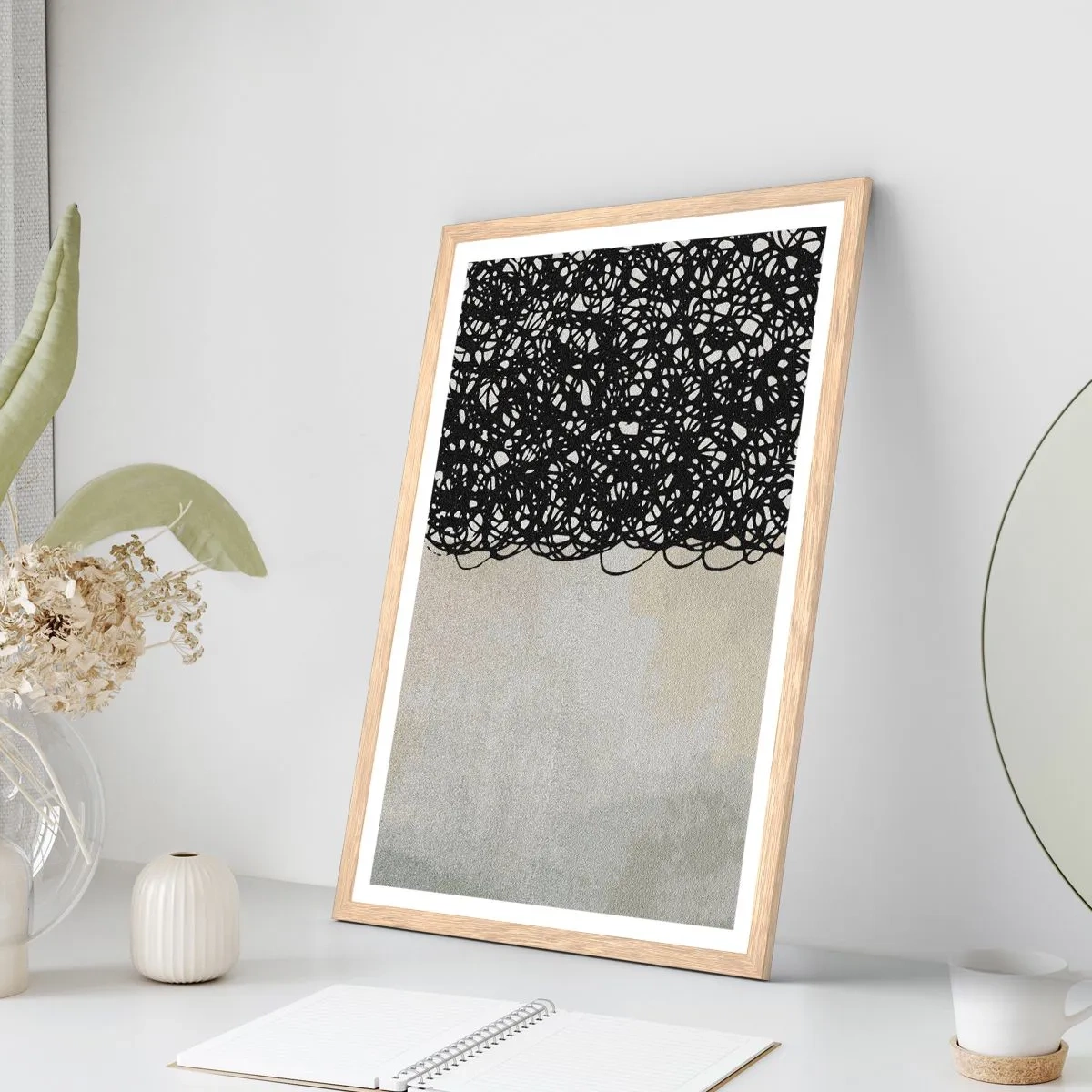 Poster în ramă de stejar deschis - Abstracție înfășurată - 50x70 cm