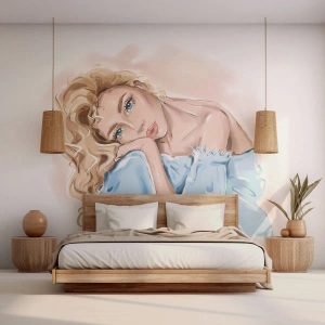 Tapet Standard Eco - Scufundată în vis albastru - Femeie, Modă, Grafică - 450x315 cm
