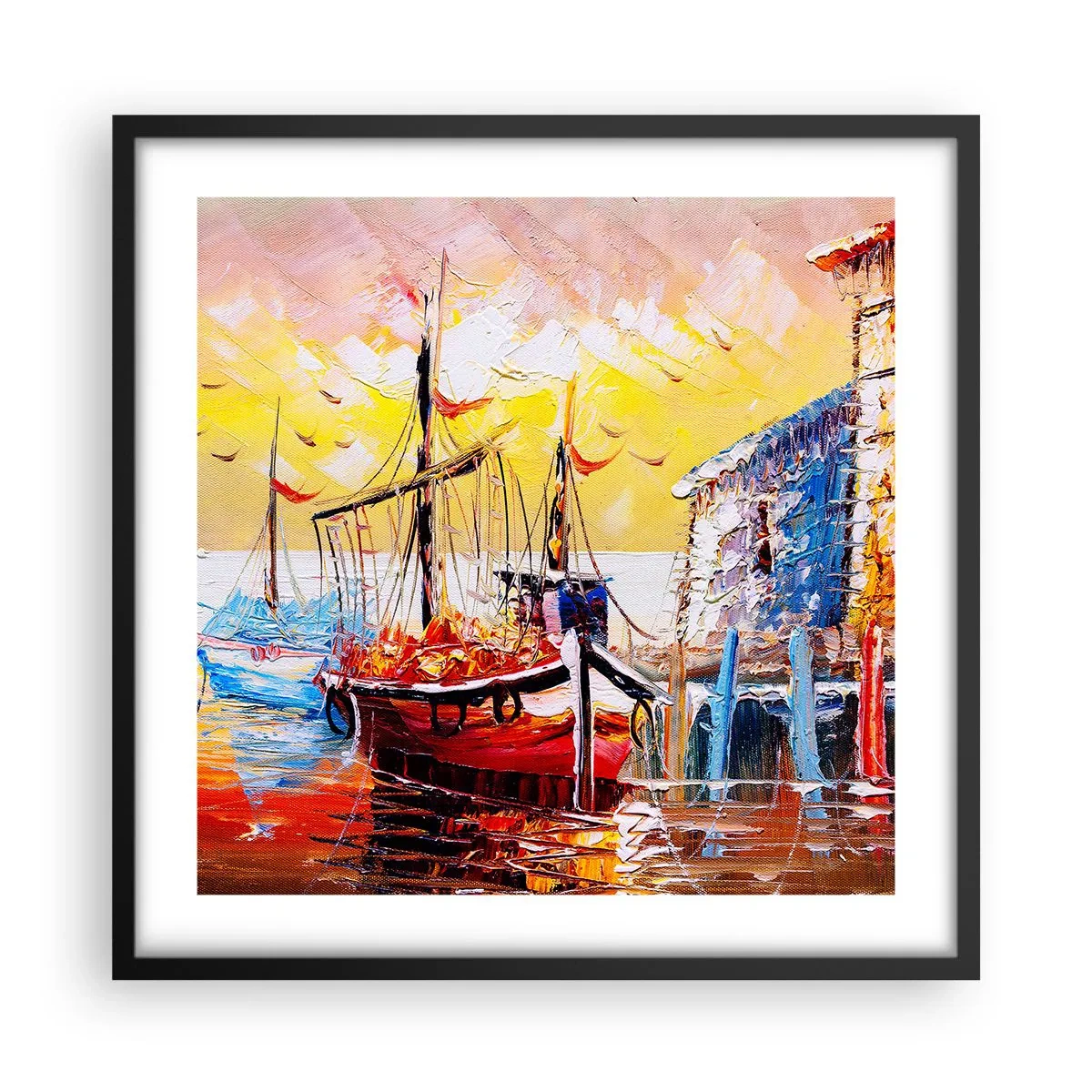 Poster în ramă neagră - Întoarcere fericită - 50x50 cm