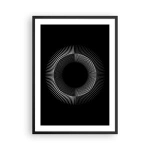 Poster în ramă neagră - compoziție fascinantă a unui cerc luminos pe un fundal negru. - 50x70cm - Soarele Negru - Decorațiune modernă pentru perete pentru living și dormitor ARTTOR