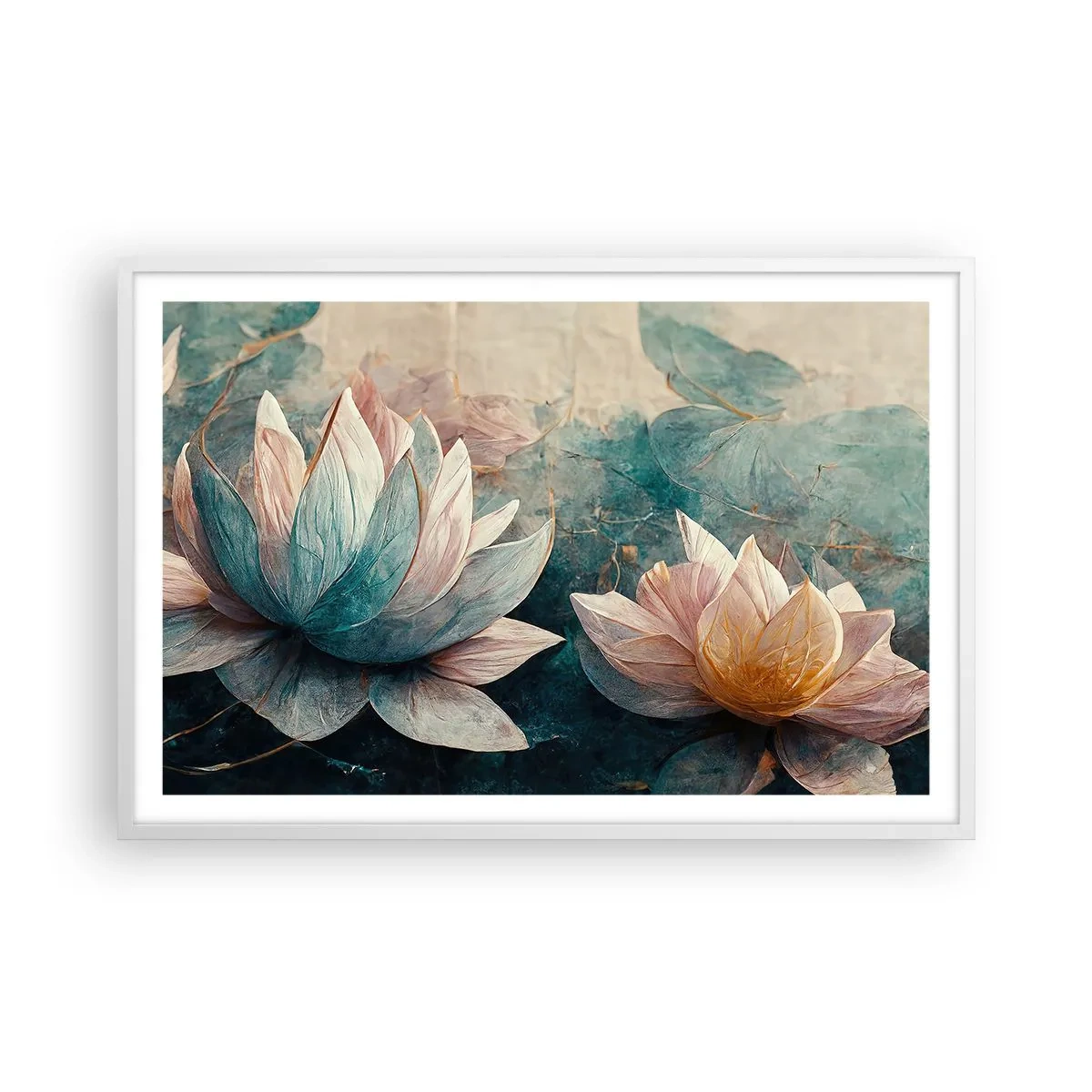 Poster în ramă albă - Stele de lac - 91x61 cm