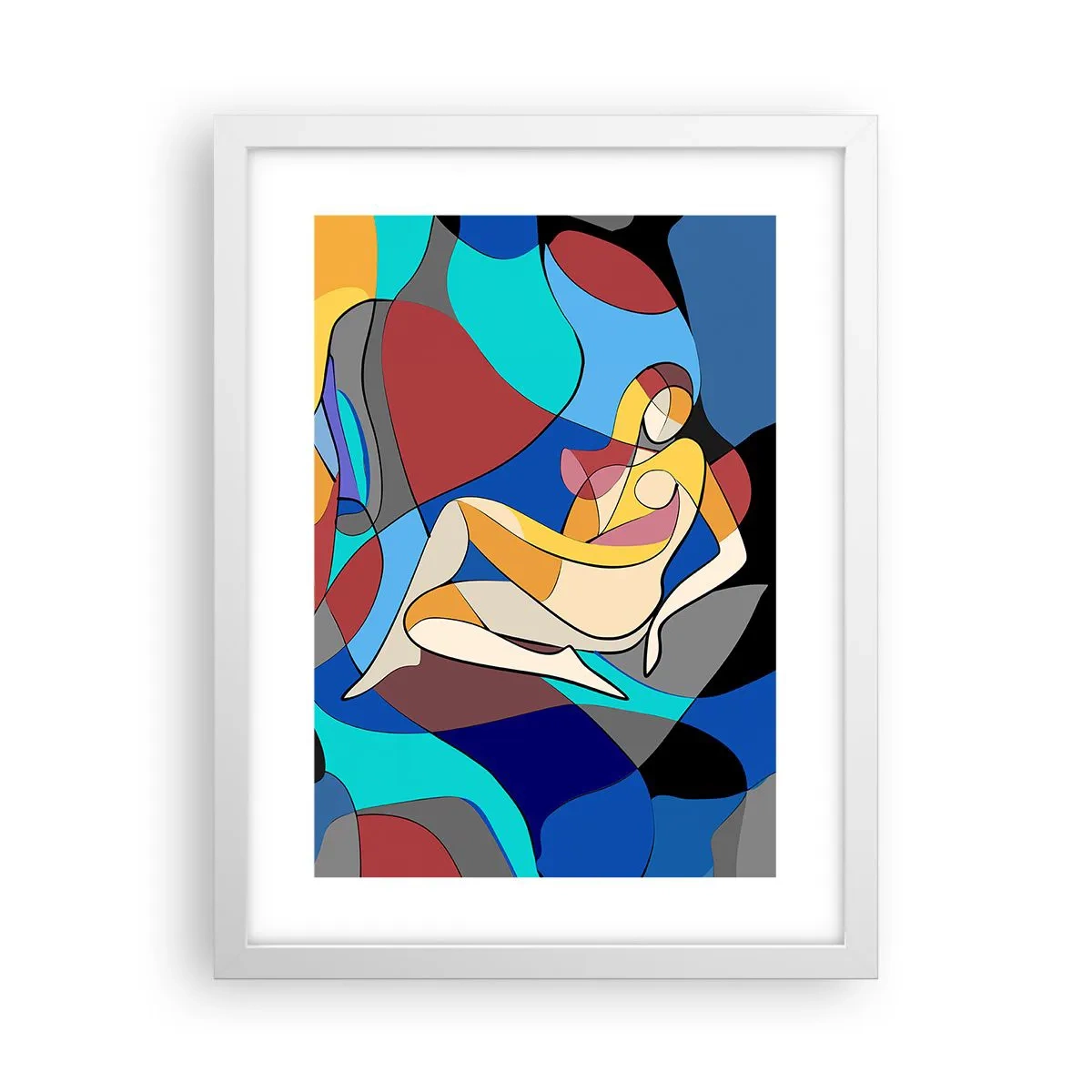 Poster în ramă albă - Nudul cubist - 30x40 cm