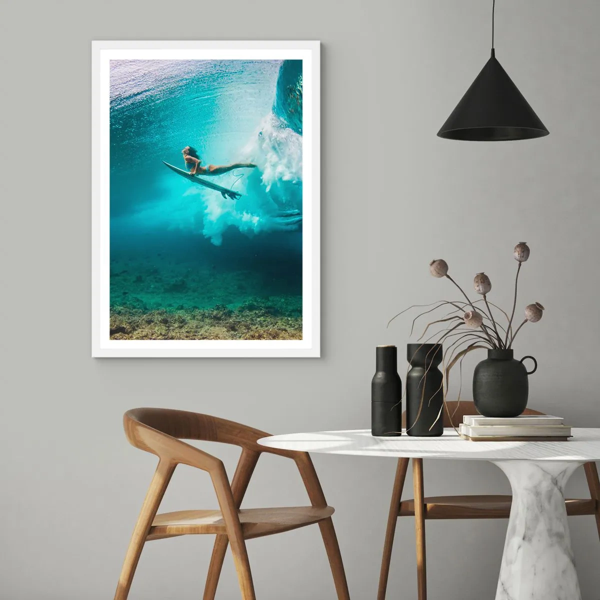 Poster în ramă albă - Lumea subacvatică - 30x40 cm