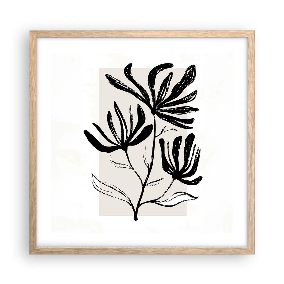 Poster în ramă de stejar deschis - Schiță pentru ierbar - 50x50 cm
