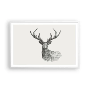 Poster în ramă albă - Cerb în stil cubist - 91x61 cm