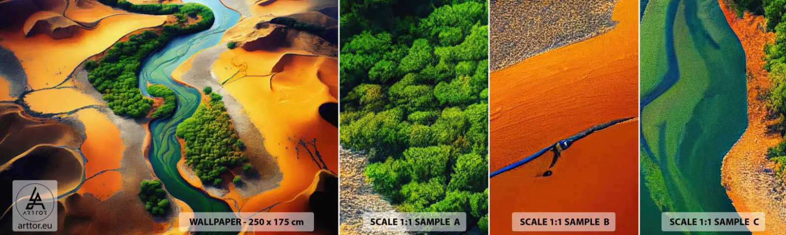 Mostră tapet autocolant Deluxe Sticker - Râul care dă viață - Peisaj, Natură, Râu - 100x30 cm